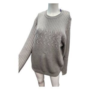 J Ashford Gray Merino Wool Sweater Mens Size Large